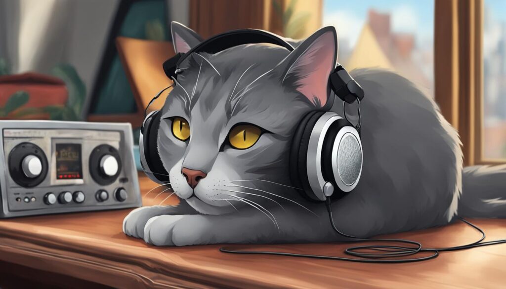 Cat with headphones image