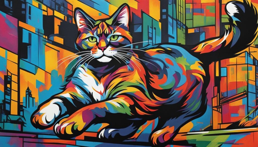 Graffiti art featuring felines