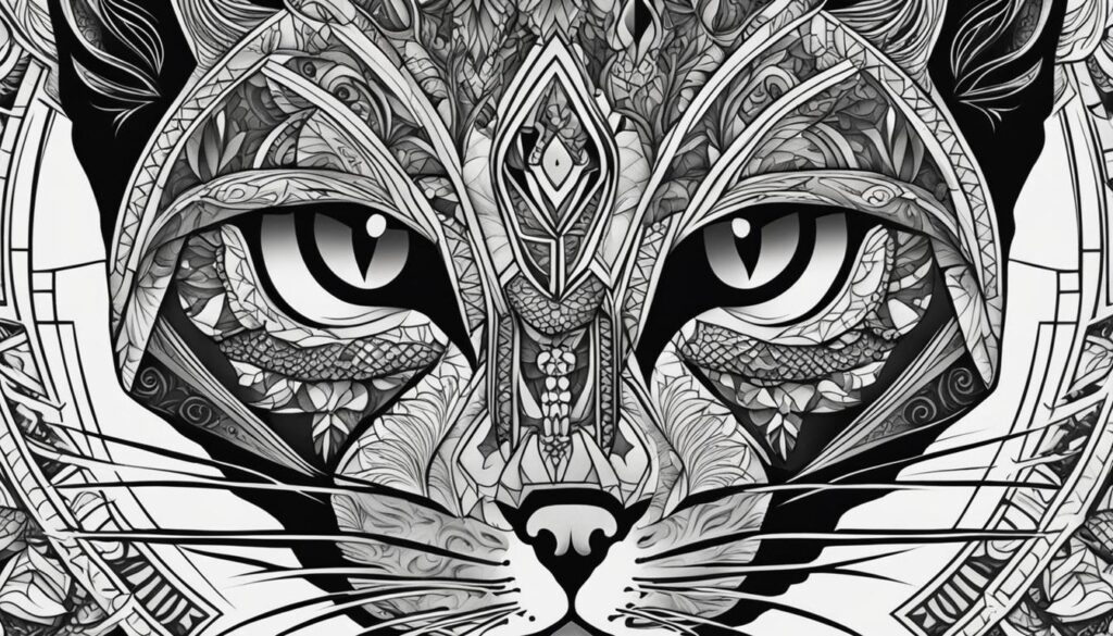 Intricate cat tattoo patterns