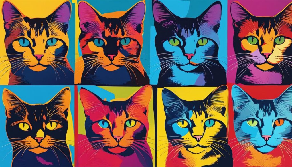 Pop art cat portrait by Andy Warhol