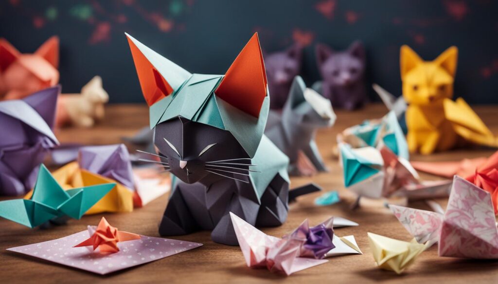 Cats in creative origami works
