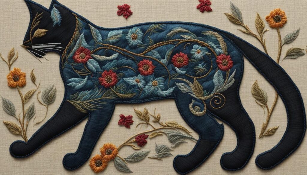 Embroidered Cat Motif