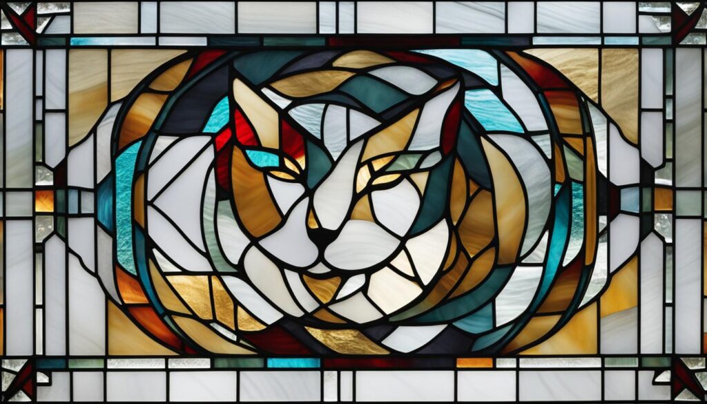Contemporary cat stained glass designs
