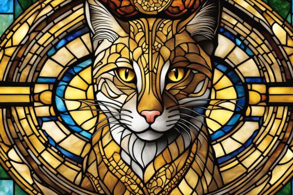 Feline symbolism in stained glass art