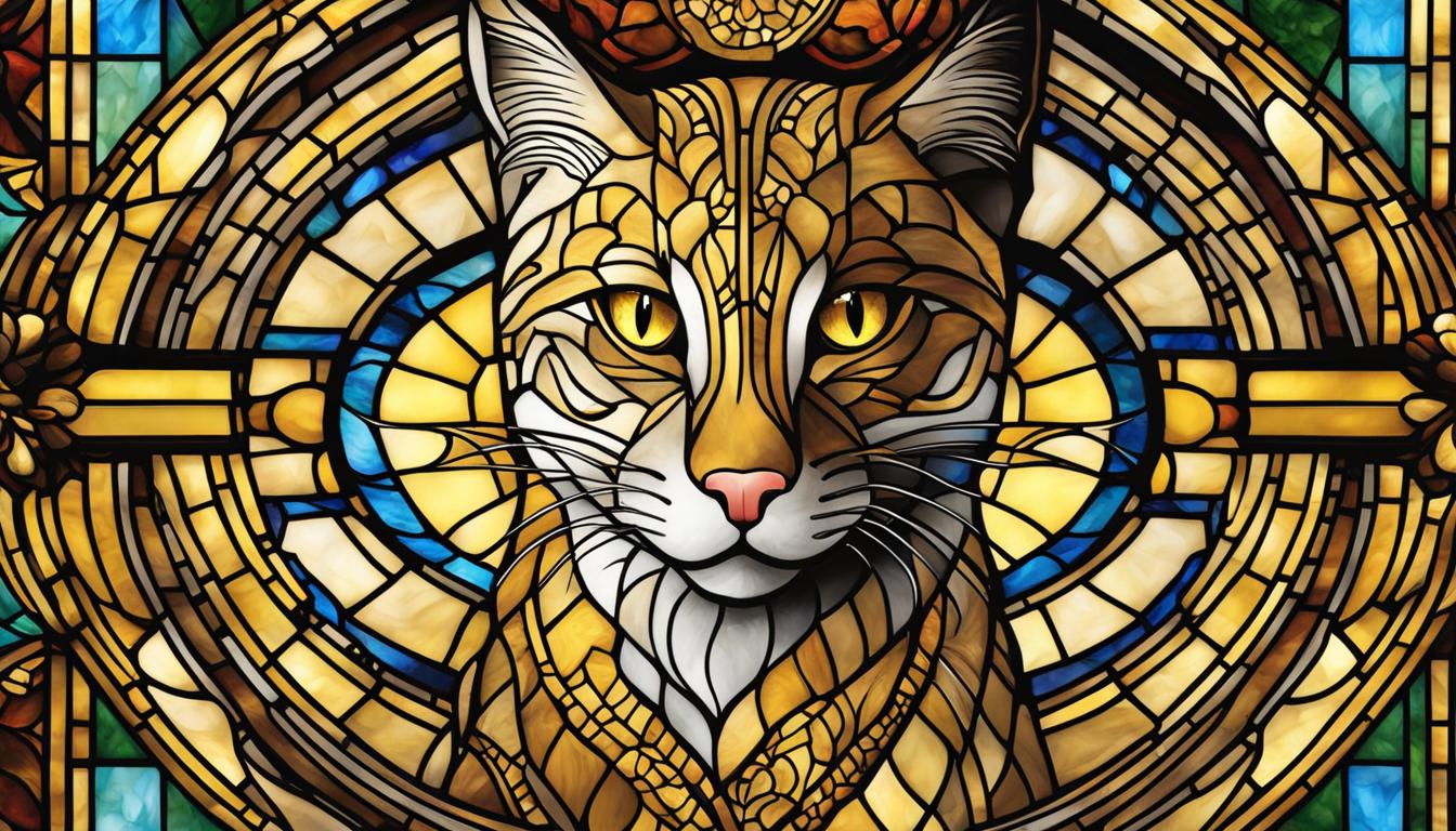 Feline symbolism in stained glass art